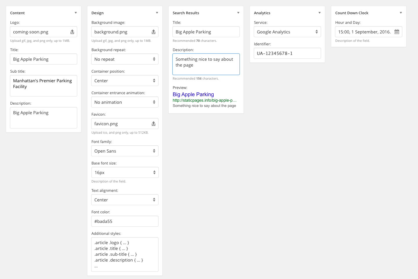 StaticPage - Panels